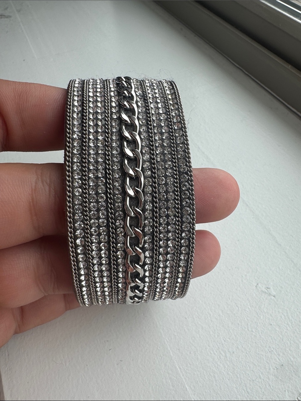 Silver Crystal Multi-Row Bracelet - Elegant Sparkle